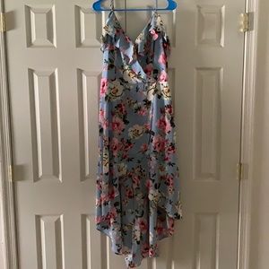 Light blue flower print maxi dress